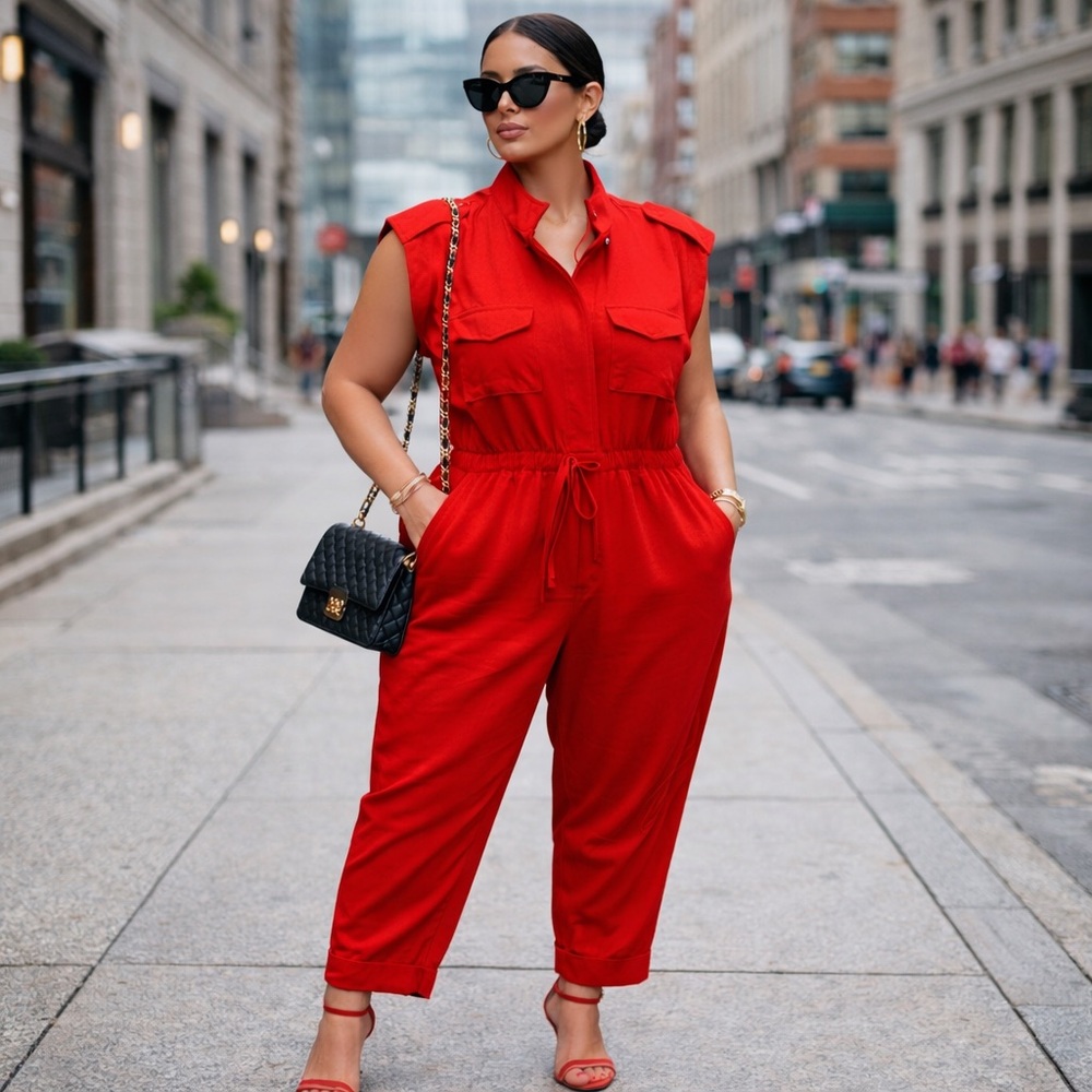 Red Sleeveless Jumpsuit